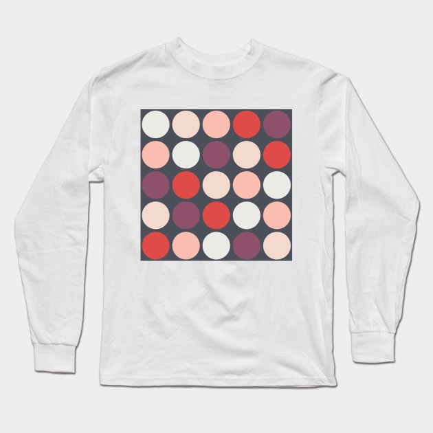 Colorful Polka Dots pattern on Dark Background Long Sleeve T-Shirt by kallyfactory